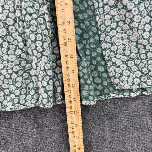 Abercrombie & Fitch Green Micro Floral Midi Skirt Ruffle Hem Side Slit Womens XS - Picture 10 of 12